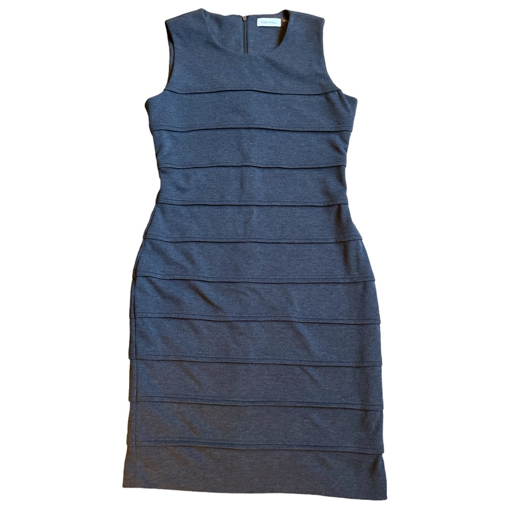 Calvin Klein dress sleeveless ponte knit charcoal gray 6 y2k quiet luxury